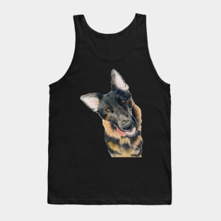 Colour pencil portrait german shepherd dog GSD Tank Top